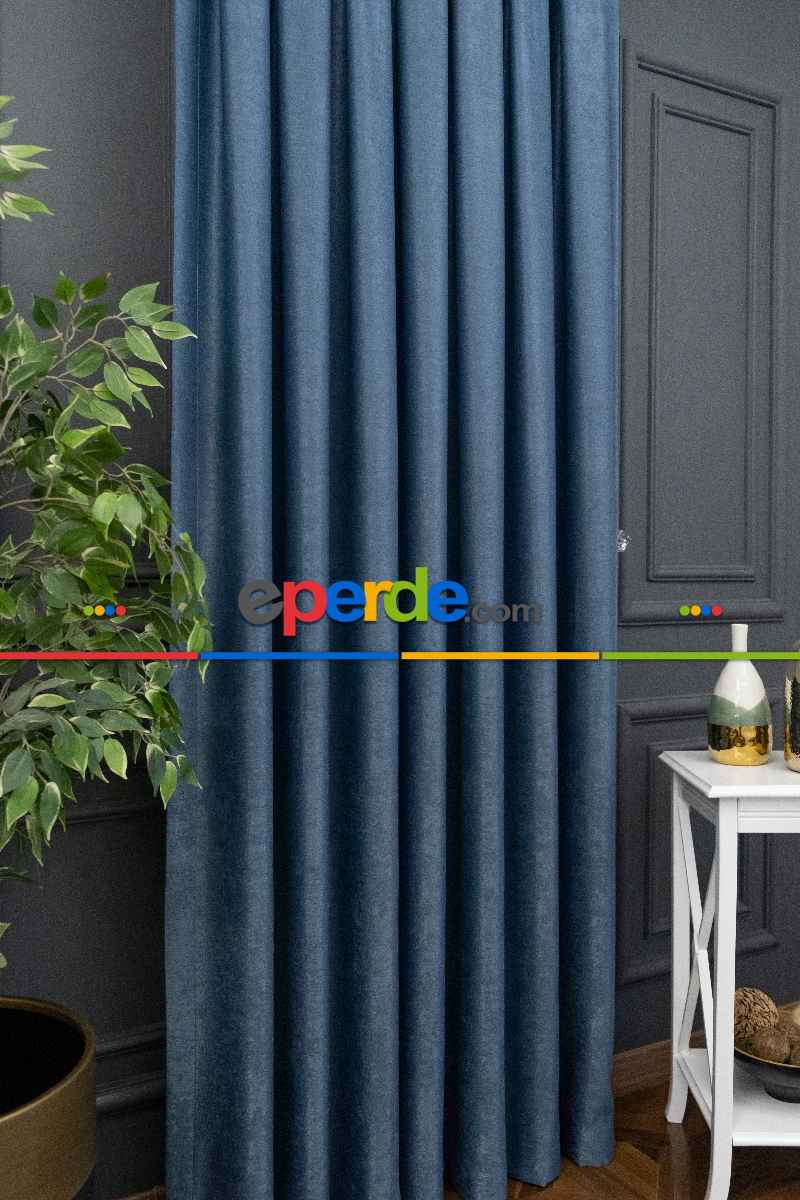 Düz Soft Fon Perde- İndigo Mavi