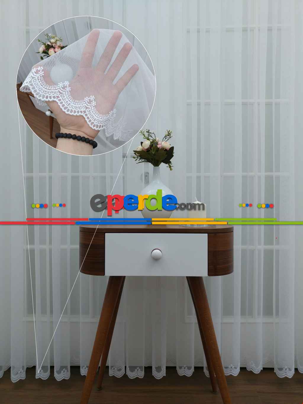 %55 İndirimli Hazır Ölçülü Normal Pileli Eteği Nakışlı Simli Düz Model - Ütü İstemez - Grek Tül Perde