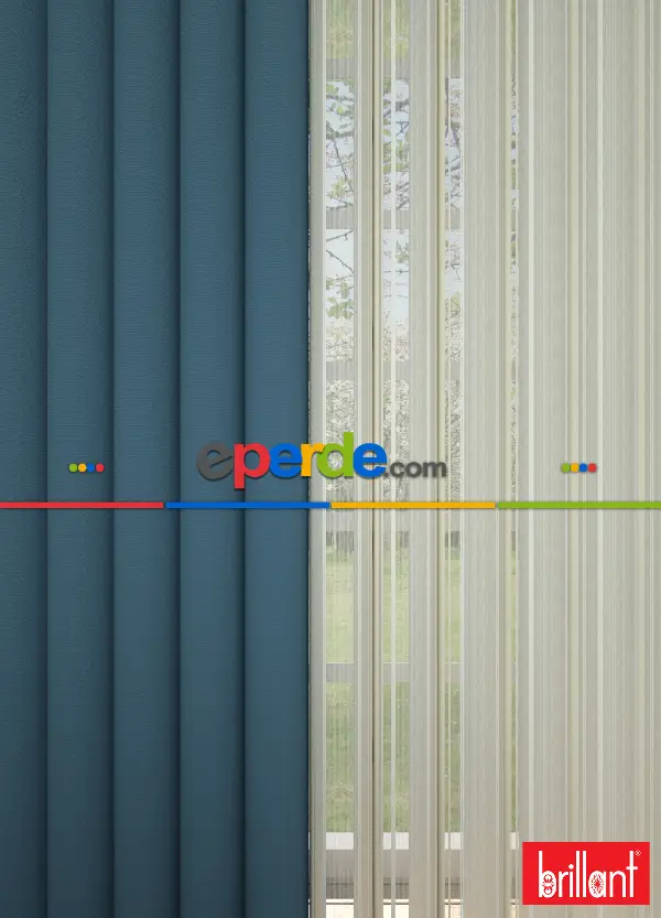 Brillant Akıllı Tül Perde Mavi Renkli Tül Dikey Zebra Perde Düz 1. Kalite