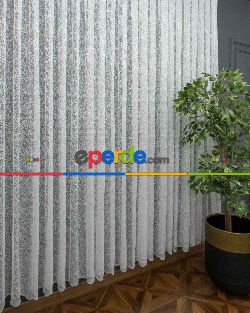 Spor Desenli Fransız Danteli Örme Tül Perde