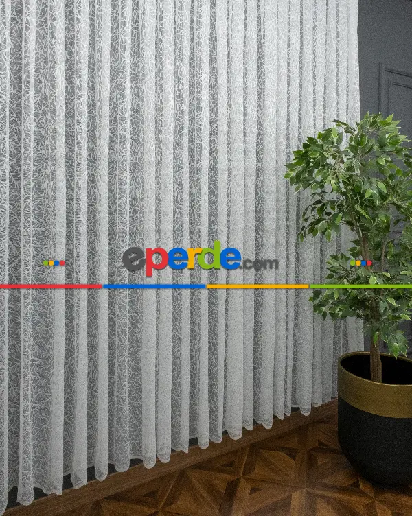 Spor Desenli Fransız Danteli Örme Tül Perde