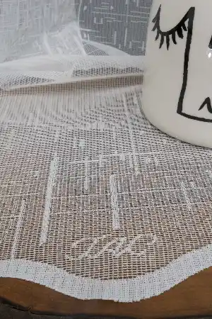 Taç Fransız Dantel Örme Tül Perde Konak153
