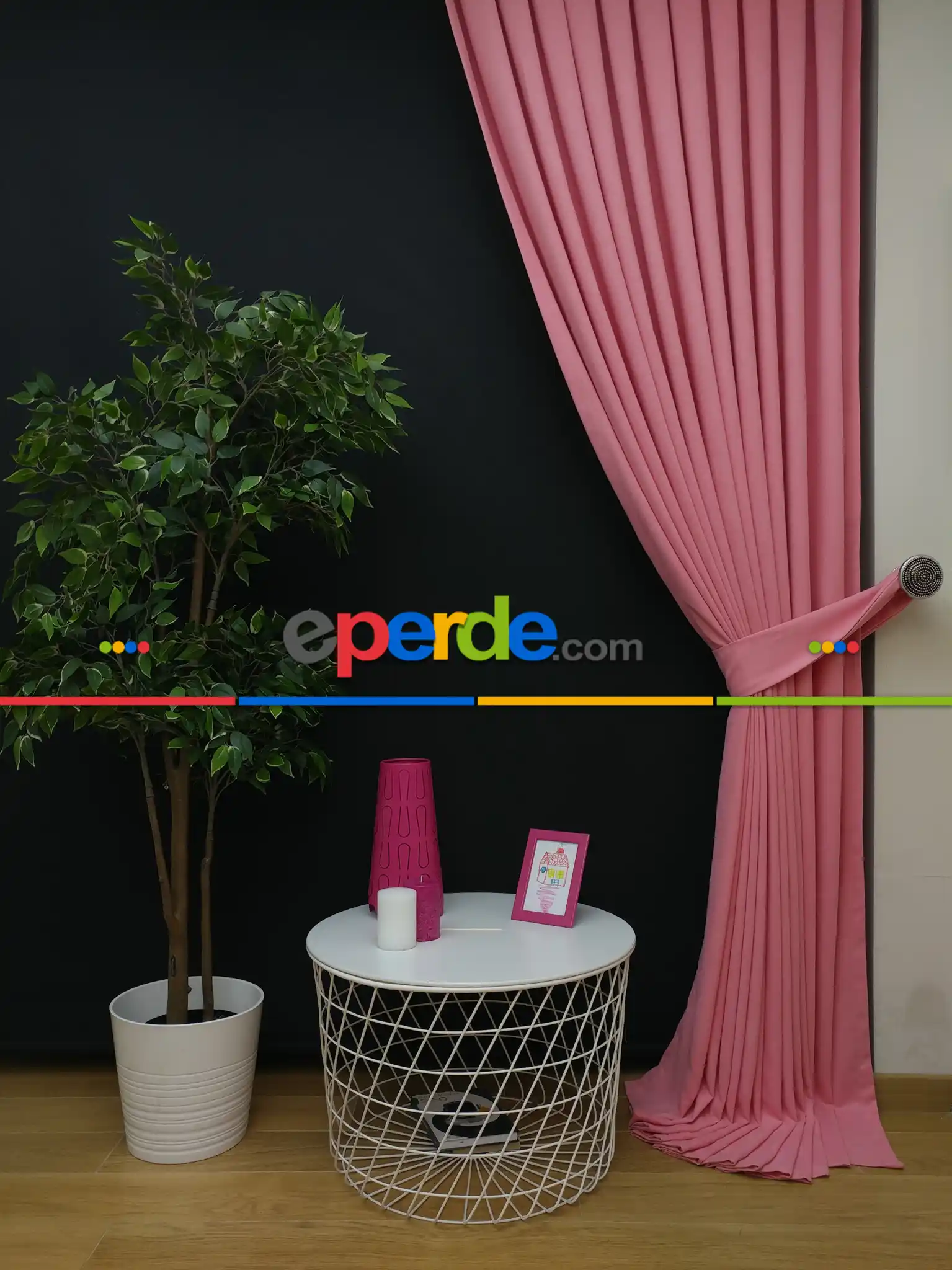 Düz Renk Dökümlü Fon Perde (150)- Somon