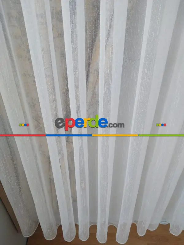 Kar Tanesi Serpme Desen Tül Perde - Krem