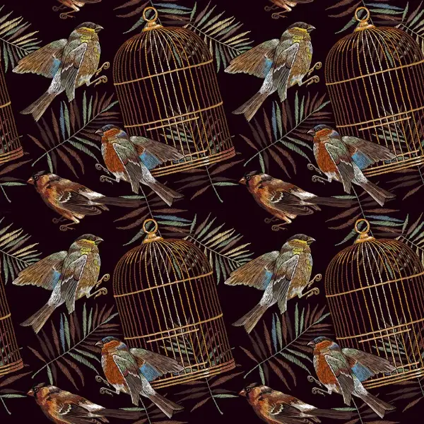 Kuş Resimli Fon Perde Evm289 -h - Kumaşı Kalındır Duck Bezi Değildir.- Siyah-Sarı-Kahve-Çok Renkli