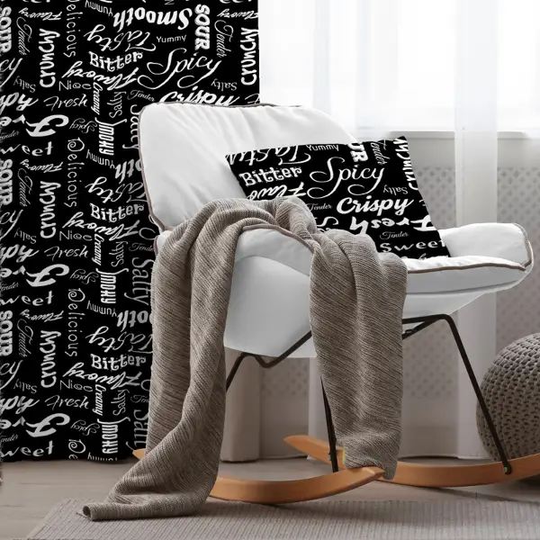 Siyah Yazılı Desenli Fon Perde Evim271 Kumaşı Kalındır Duck Bezi Değildir- Mavi-beyaz