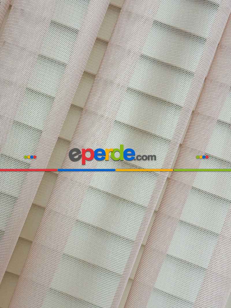 Gül Kurusu Grek Zemin Düz Tül Perde - Kurşunlu