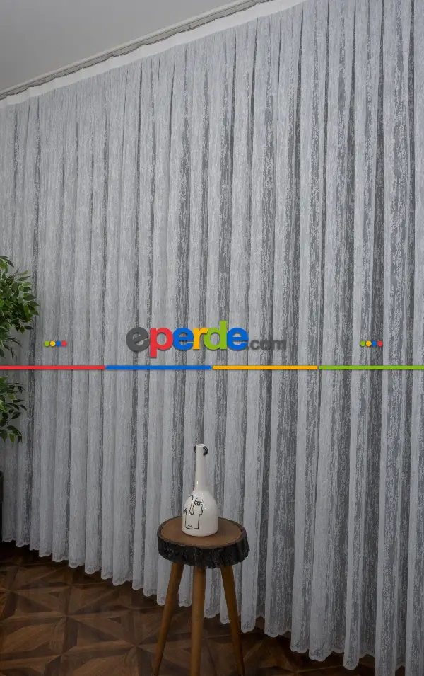 Taç Fransız Dantel Örme Tül Perde Konak151