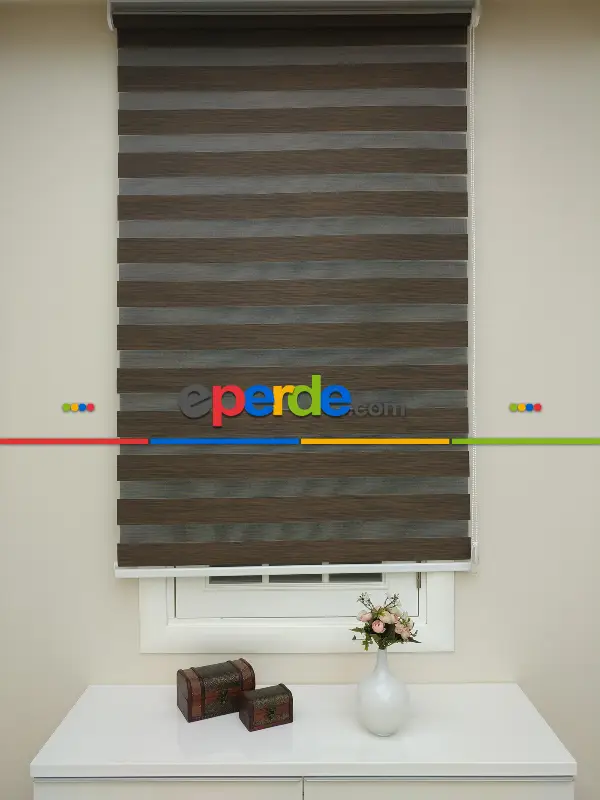 #üreticifirma %40 İndirimli Lüx Bambu Zebra Perde Ahşap Görünümlü -acı Kahve- Acı Kahve