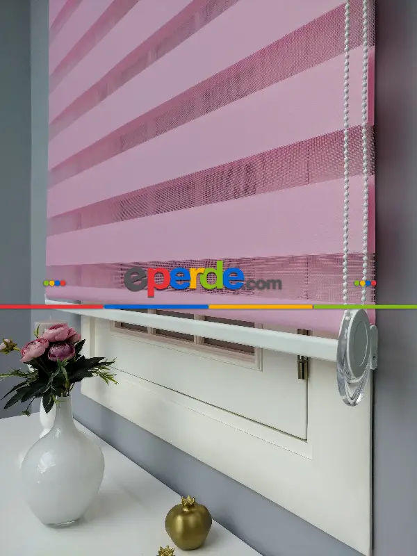 Pembe Zebra Perde - Düz Zebra Perde