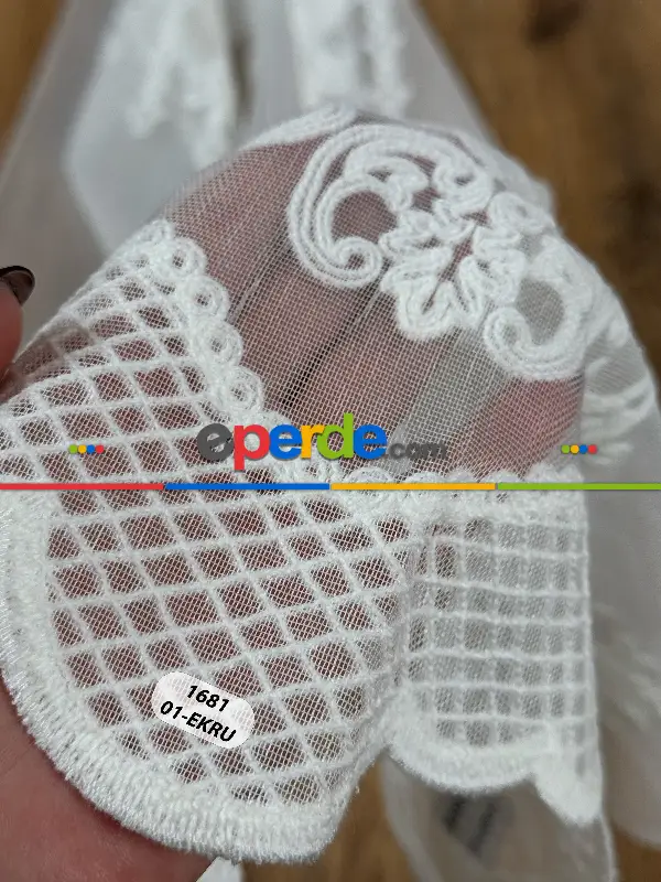 Salon - Damask Desen Nakışlı Tül Perde - Özel Dokuma Ağır Gramajlı Premium