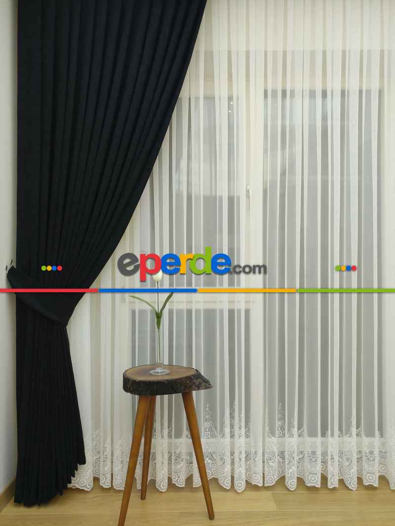 Bebek Odası - Siyah Düz Fon Perde 843