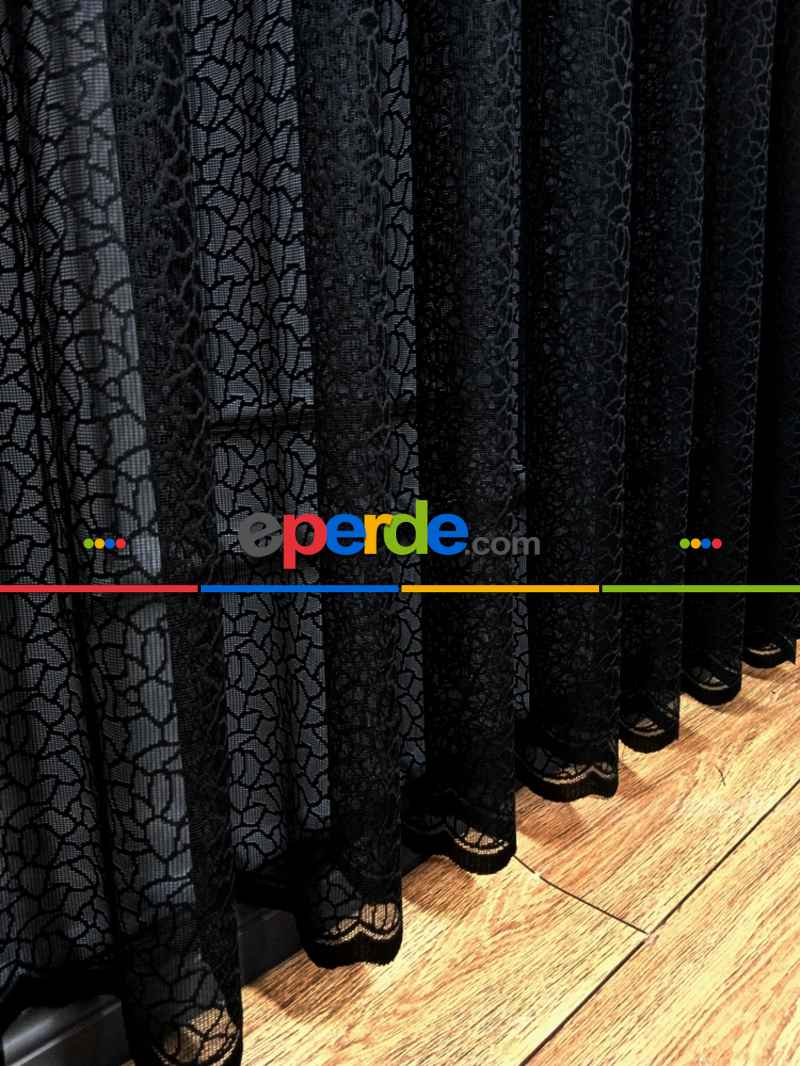 Siyah Leopar Desen Desen Moder Tül Perde