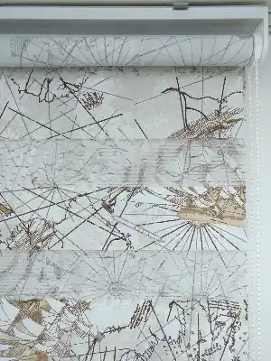 Piri Reis Desenli Zebra Perde- Sütlü Kahve