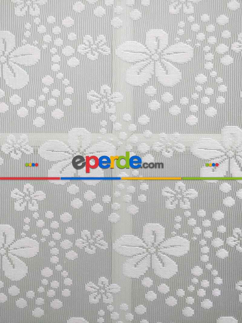 Jakar Örme Tül-feray 804 Pudra Çiftli Sistem Dantel Desenli Perde- Pudra