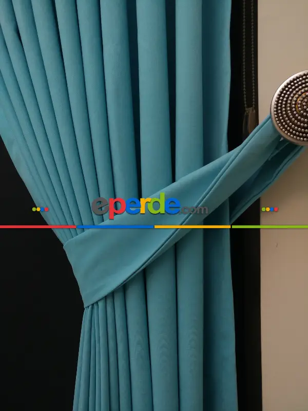 Düz Renk Dökümlü Fon Perde (150)- Turkuaz