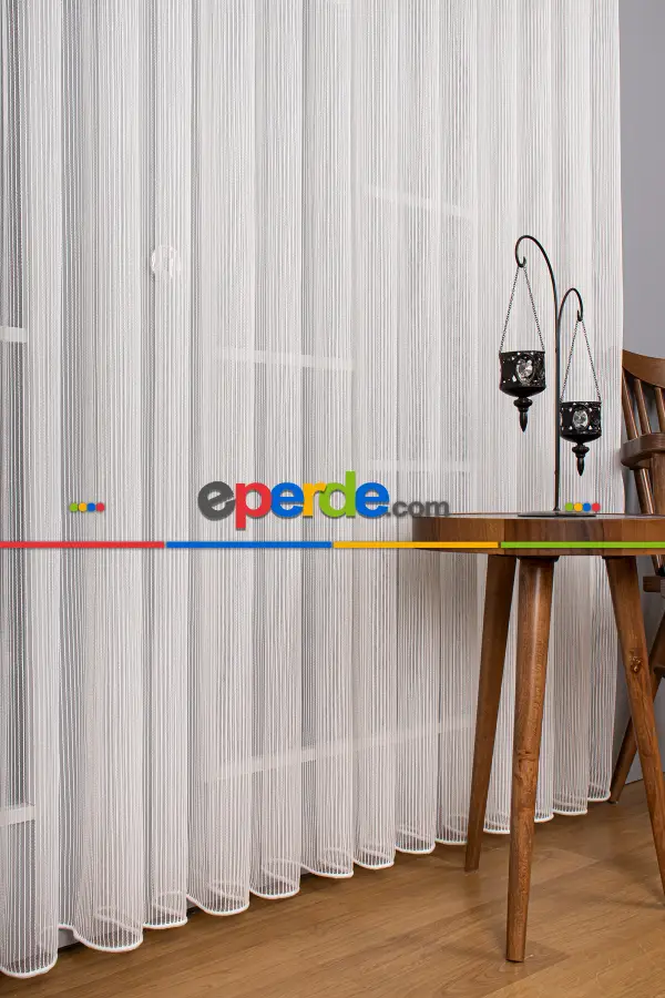 Salon - Özel Sık Zincir Tül Perde - Ekru