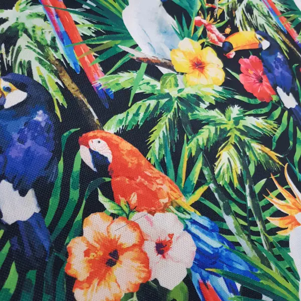 Tropikal Desenli Fon Perde K498 T - Kumaşı Kalındır Duck Bezi Değildir.- Yeşil-Çok Renkli