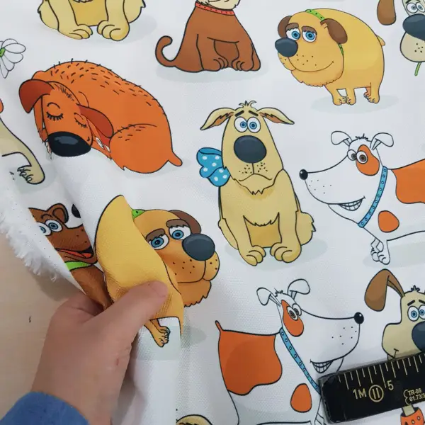 Köpek Desenli Fon Perde Evm618 Kumaşı Kalındır Duck Bezi Değildir- Siyah-Mavi-Kahverengi-Beyaz