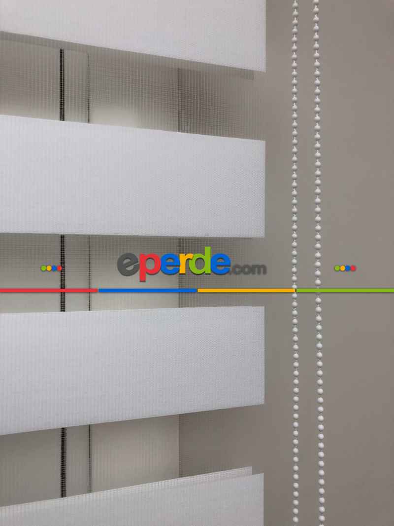 Yüksek Kalite Düz Zebra Perde - Beyaz Renk- Beyaz