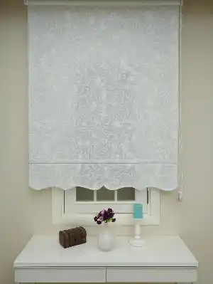 Taş Perde Beyaz Desenli Stor Perde Orjinal Ürün Garantisi- Beyaz