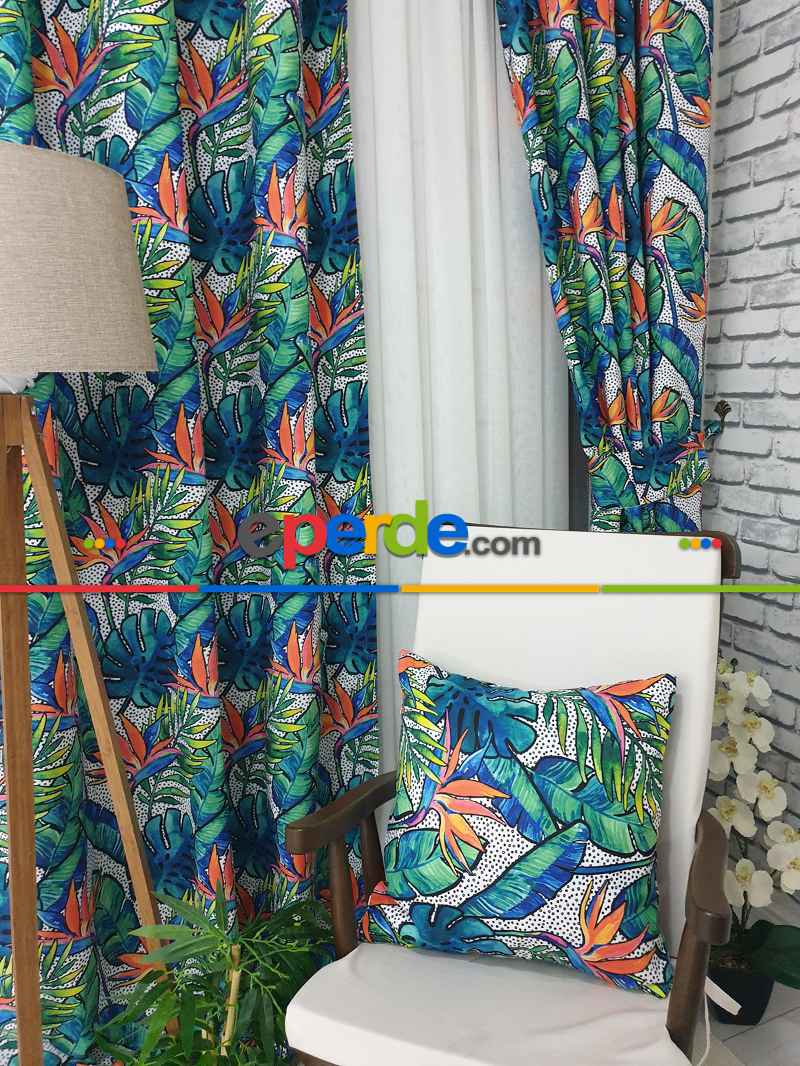 Mutfak Fon Perde Baskılı- Siyah