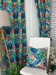 Mutfak Perdesi Kanat Fon Perde Yaprak Desenli- Siyah