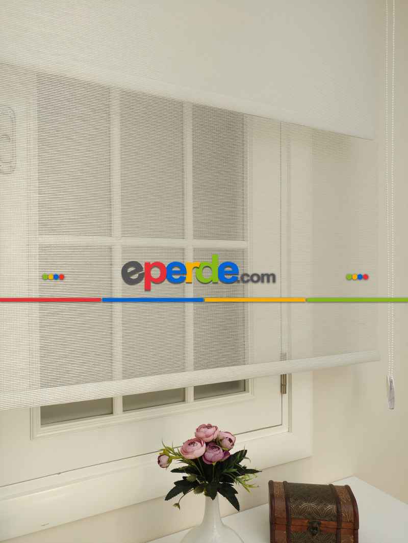 Mutfak - Bambu Tül Stor - Çiftli Sistem Tül Stor Perde (bamboo)- Krem