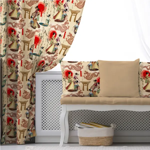 Etnik Japon Fon Perde Evim 556 Kumaşı Kalındır Duck Bezi Değildir