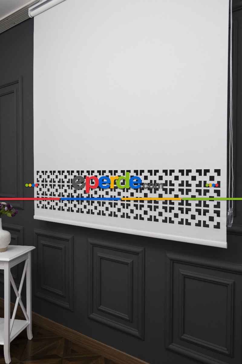 Ekru Renk Lazer Kesim Mat Stor Perde (ister Düz - İster Lazer Kesimli Satın Alın)