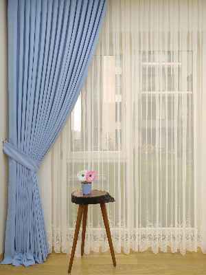 Mavi Düz Sade Fon Perde Dökümlü (  Dökümlü Fon )- Mavi Açık