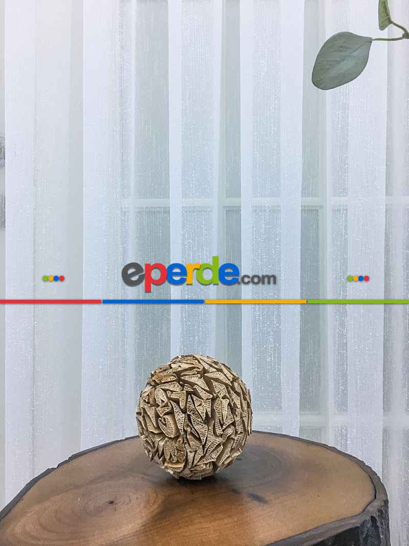 Mutfak - Ütü Gerektirmeyen Dertsiz Keten Şantuk Düz Tül Perde 2021- Ekru