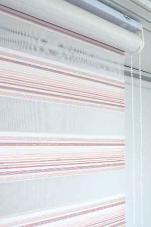 Salon Zebra - Pudra Pembe Plise Zebra Zebra Perde- Pembe Pudra Pembe