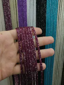 İp Perde - Bordo Jumbo Simli Zincir Serisi İp Perde- Bordo Simli