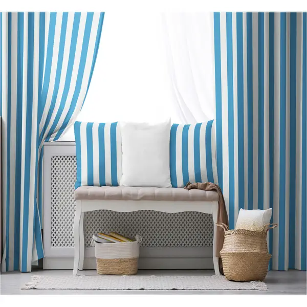 Genç Odası - Çizgili Fon Perde Evim1622-1 Kumaşı Kalındır Duck Bezi Değildir