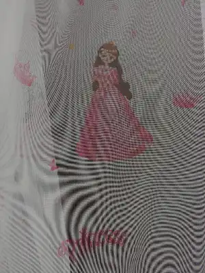 Çocuk Odası Tül Perde - Pembe Dijital Baskılı Prenses Desenli-  Çok Renkli 3