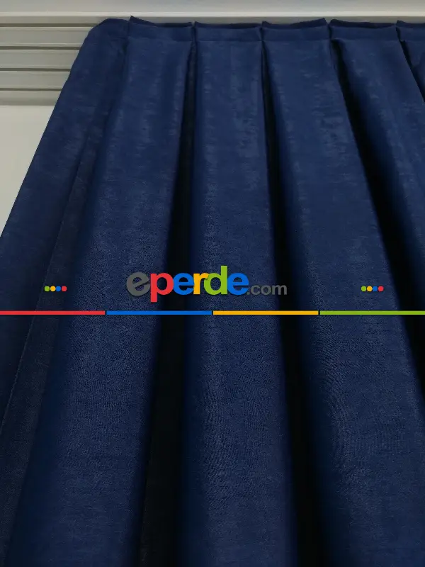 Salon - Soft Fon Perde Parlament Mavisi Dökümlü En - Mavi