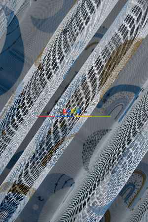 Hazır Ölçülü Petek Zemin Mavi Renkli Ay Desenli Grek Baskılı Tül Perde