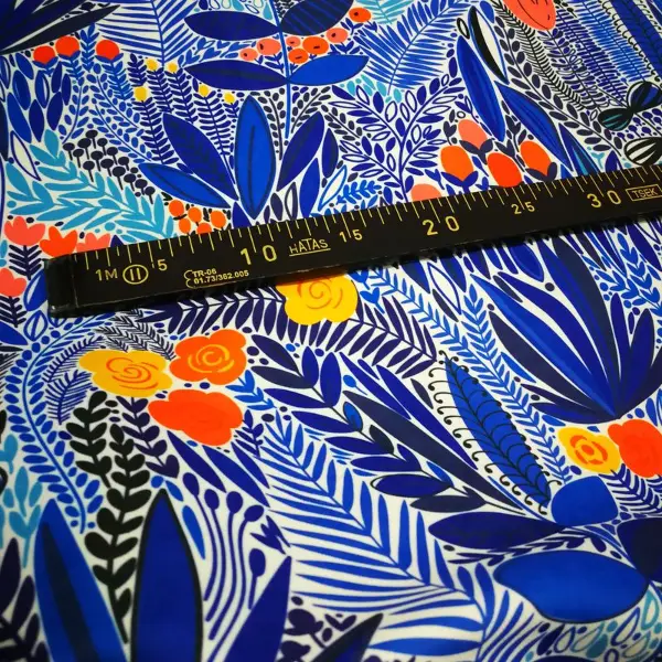 Rengarenk Çiçek Desenli Fon Perde Evm634 Kumaşı Kalındır Duck Bezi Değildir- Mavi-Kırmızı-Sarı-Turuncu-Çok Renkli