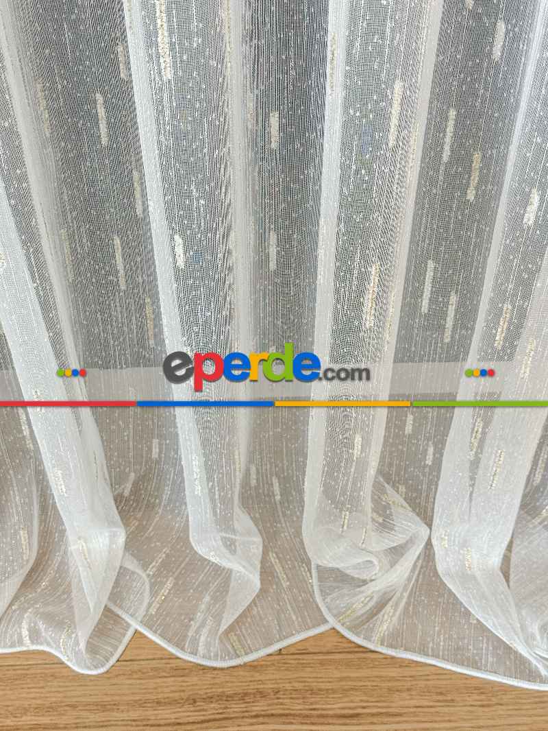 Sakallı Şantuk Tül Perde - Krem Altın - Ürün Videosu Açıklamada Vardır