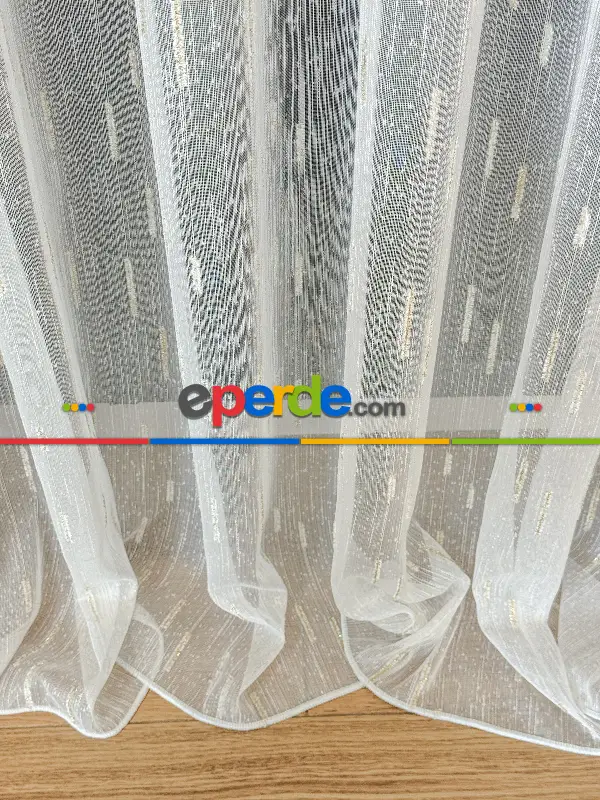 Salon Sakallı Şantuk Tül Perde - Krem Altın - Ürün Videosu Açıklamada Vardır