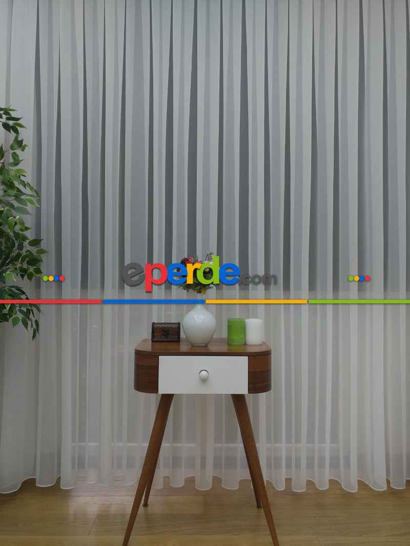 ( Orjinal ) Düz Tergal Tül Perde & Kruvaze Perde- Krem Açık-ekru - Kurşunlu Tül