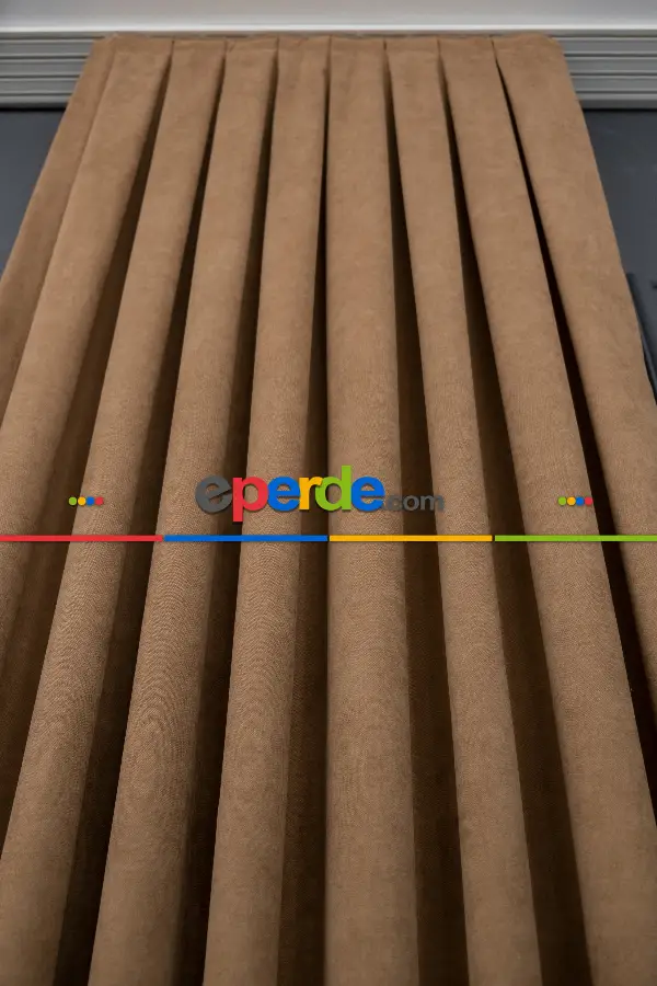 Salon - Kakao Rengi Düz Fon Perde En  Dökümlü Fon Perde