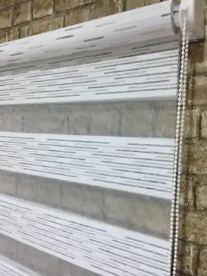 Gri Krem Lüx Zebra Perde- Gri-füme-antrasit-krem-gümüş Simli