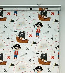 Çocuk Odası Stor Perde - Korsan Desenli Baskılı Stor Perde- Çok Renkli