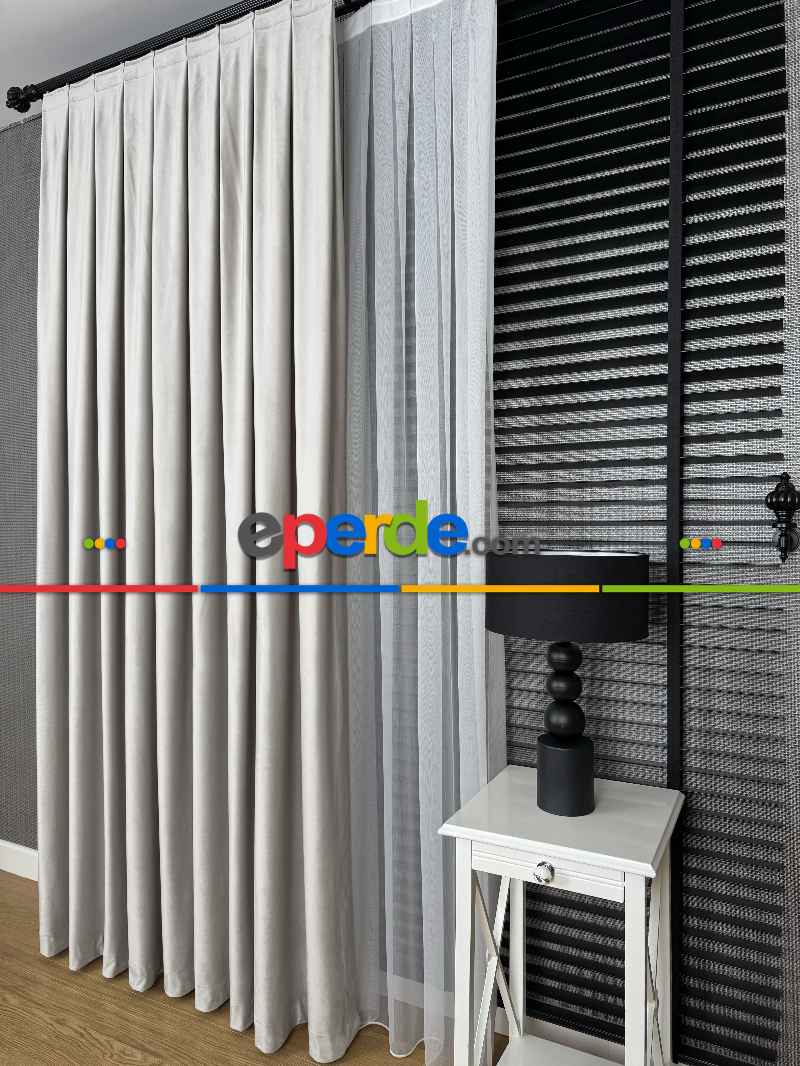 Açık Gri İthal Kadife Fon Perde, Premium Kalite Serisi Kadife Fon Perde