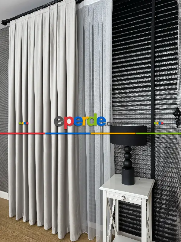 Yatak Odası - Açık Gri İthal Kadife Fon Perde, Premium Kalite Serisi Kadife Fon Perde