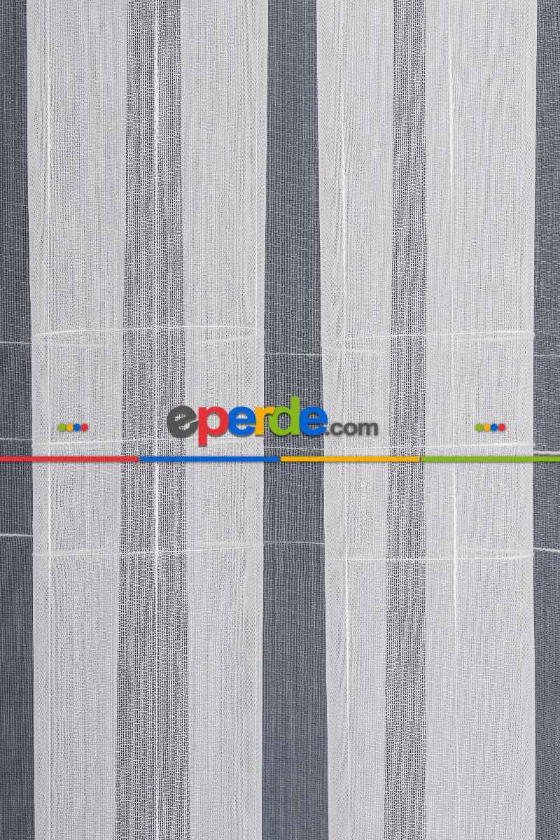 Salon Tül Modelleri - Bambu Zemin Geometri Nakış İşlemeli Tül Perde