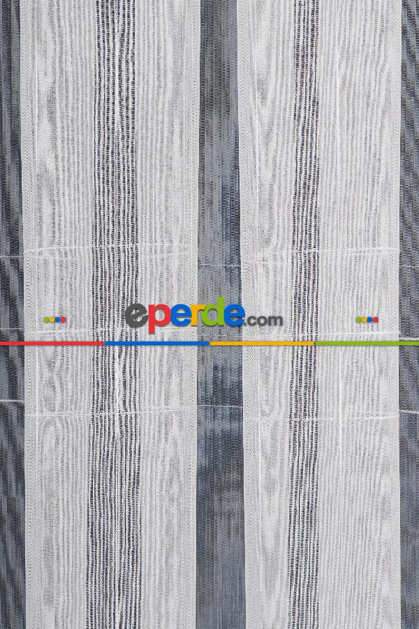 Salon Tül Modelleri - Bambu Zemin Geometri Nakış İşlemeli Tül Perde