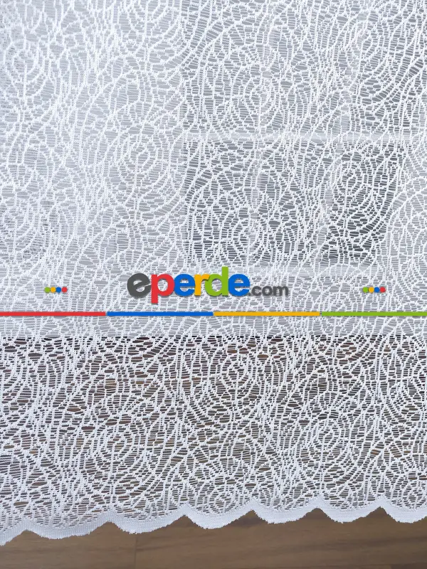 Örme Örümcek Ağı Desenli Tül Perde Ekru